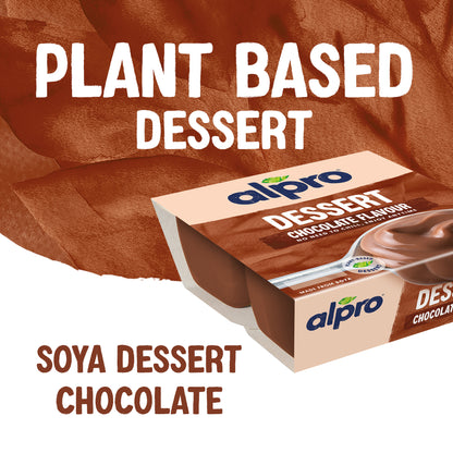 Alpro Soya Dessert Chocolate 4 x 125g, 100% Plant Based And Dairy Free, Suitable For Vegans