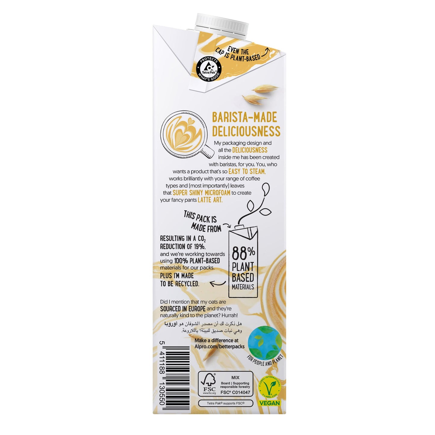 Alpro Barista Oat Drink 1L, (Pack of 4),New Recipe, Voted Best in Coffee, 100% Plant Based And Dairy Free, Suitable For Vegans, Naturally Free From Lactose, Rich In Nutrients