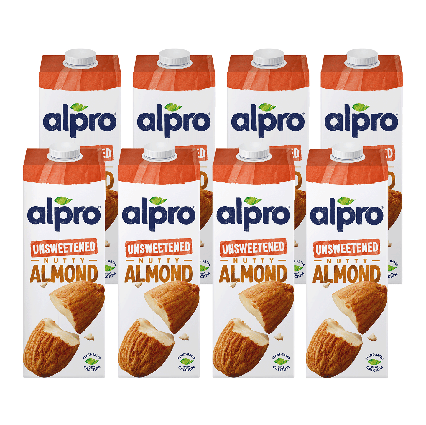Alpro Almond Unsweetened Drink, Pack of 8 x 1L, 100% Plant Based And Dairy Free, Suitable For Vegans, Naturally Free From Lactose, Rich In Nutrients