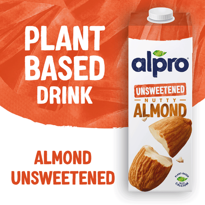 Alpro Almond Unsweetened Drink 1L, (Pack of 4) 100% Plant Based And Dairy Free, Suitable For Vegans, Naturally Free From Lactose, Rich In Nutrients