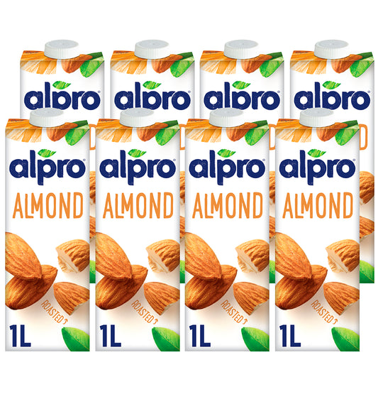 Alpro Roasted Almond Drink, Pack Of 8 x 1L, 100% Plant Based And Dairy Free, Suitable For Vegans, Naturally Free From Lactose, Rich In Nutrients