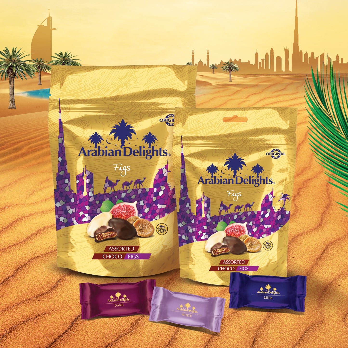 Arabian Delights Chocolate Figs ,Assorted Pack, Coated Bite-Sized Snacks| Snacks & Sweets- 100 gm.