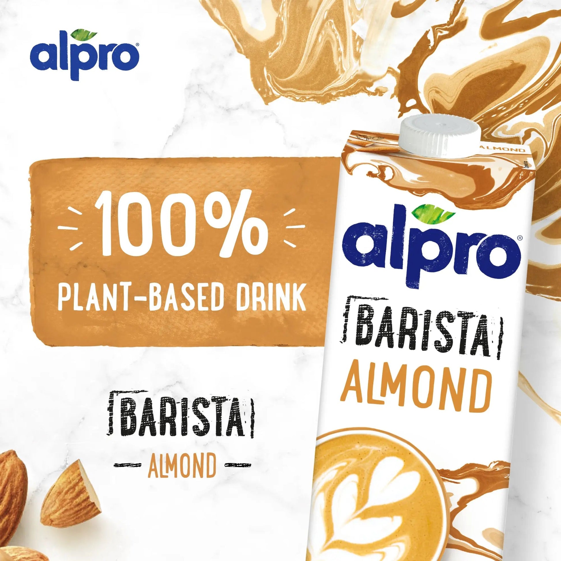 Alpro Barista Almond Drink 1L, 100% Plant Based And Gluten & Dairy Free, Suitable For Vegans, Naturally Free From Lactose, Rich In Nutrients Alpro