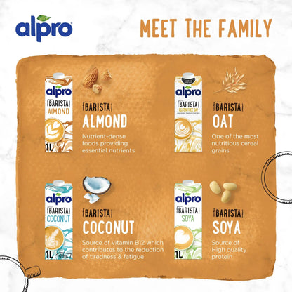 Alpro Barista Almond Drink 1L, 100% Plant Based And Gluten & Dairy Free, Suitable For Vegans, Naturally Free From Lactose, Rich In Nutrients Alpro