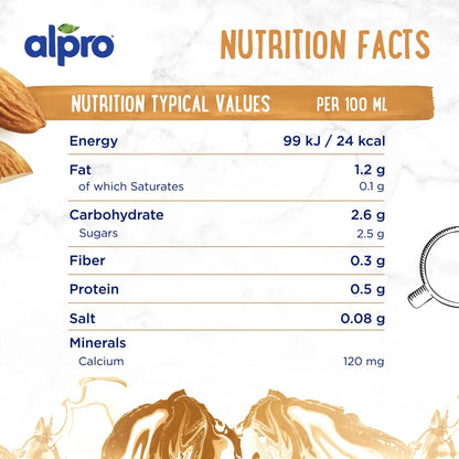 Alpro Barista Almond Drink 1L, 100% Plant Based And Gluten & Dairy Free, Suitable For Vegans, Naturally Free From Lactose, Rich In Nutrients Alpro