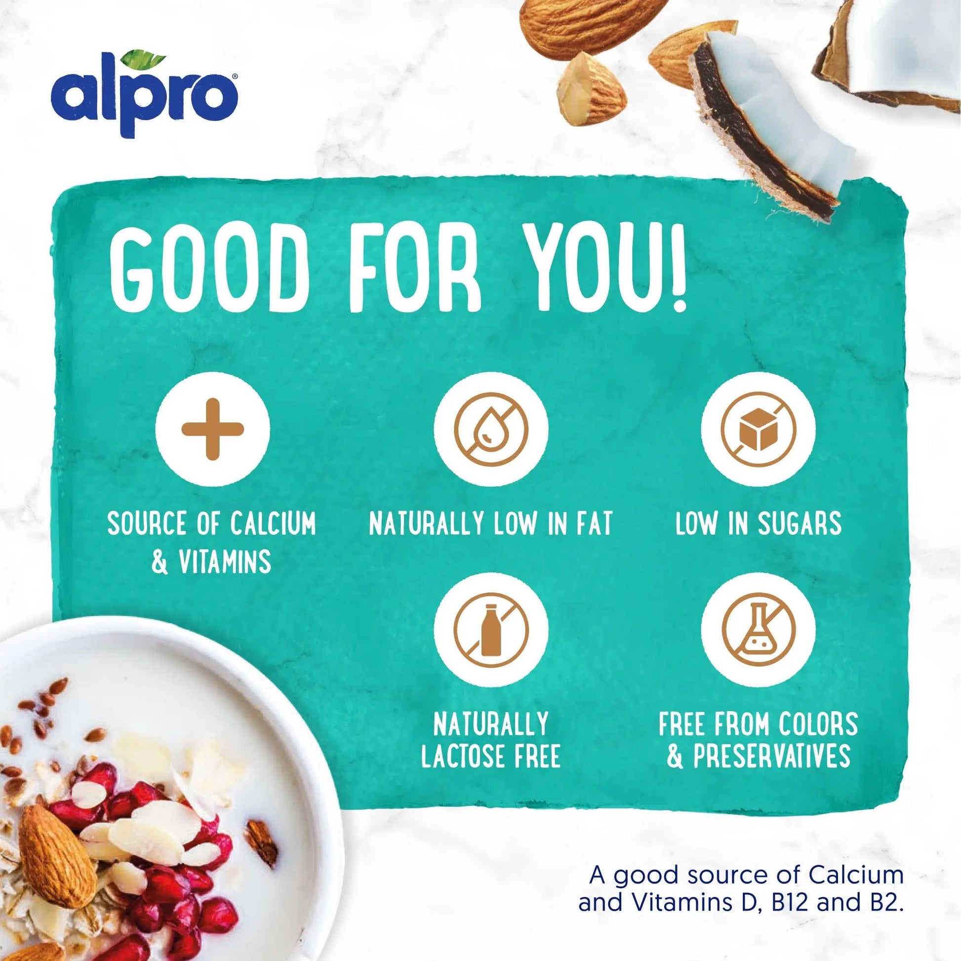 Alpro Coconut-Almond Drink 1L, 100% Plant Based And Gluten & Dairy Free, Suitable For Vegans, Naturally Free From Lactose, Rich In Nutrients Alpro