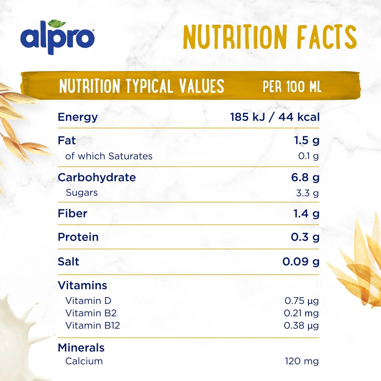 Alpro Oat Drink 1L, 100% Plant Based And Gluten & Dairy Free, Suitable For Vegans, Naturally Free From Lactose, Rich In Nutrients Alpro
