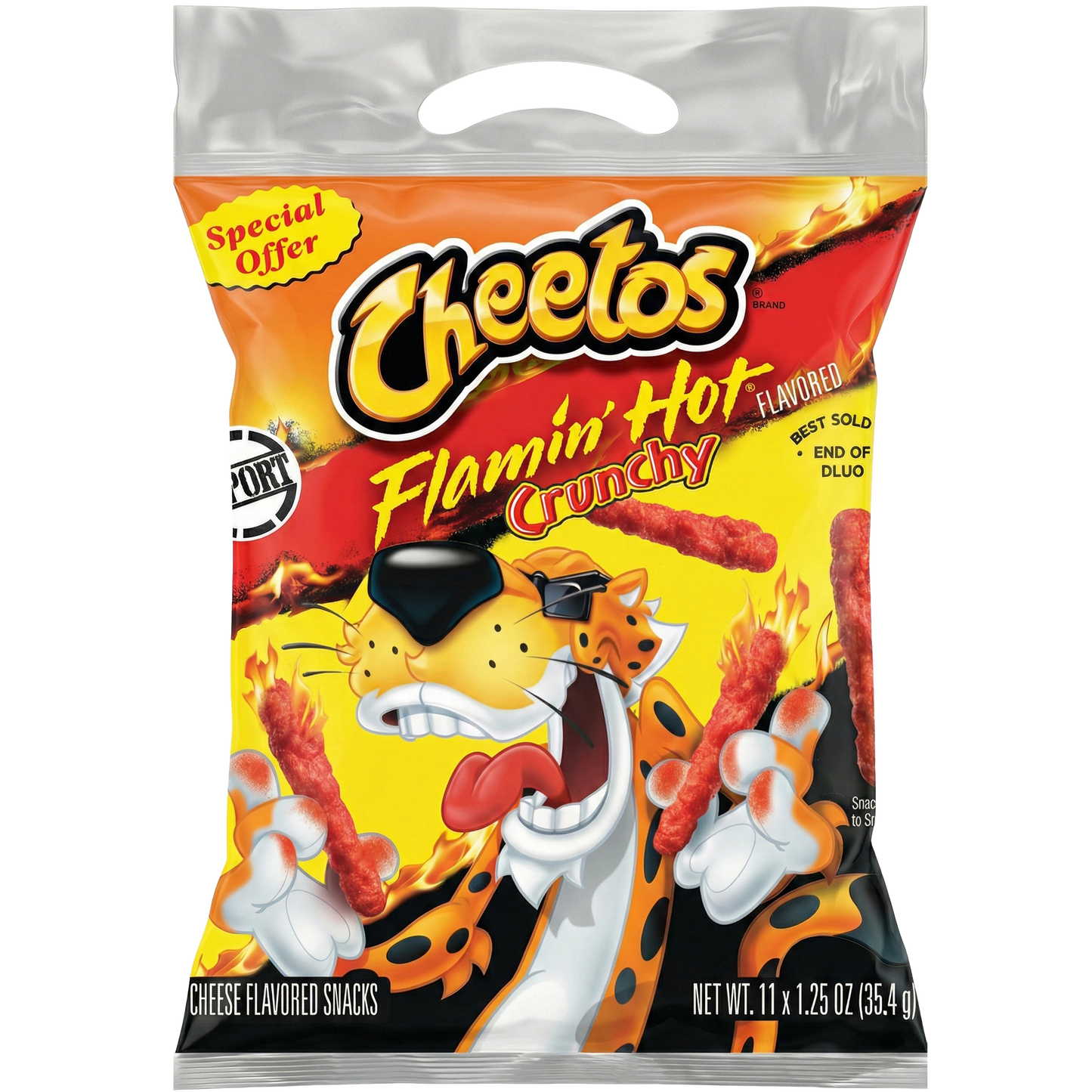 Cheetos Crunchy Flaming Hot Cheese Flavored Snack, Made with Real Cheese, 11 Pack 13.75 OZ (390g) – Export