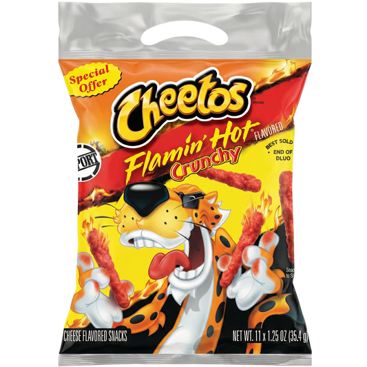 Cheetos Crunchy Flaming Hot Cheese Flavored Snack, Made with Real Cheese, 11 Pack 13.75 OZ (390g) – Export