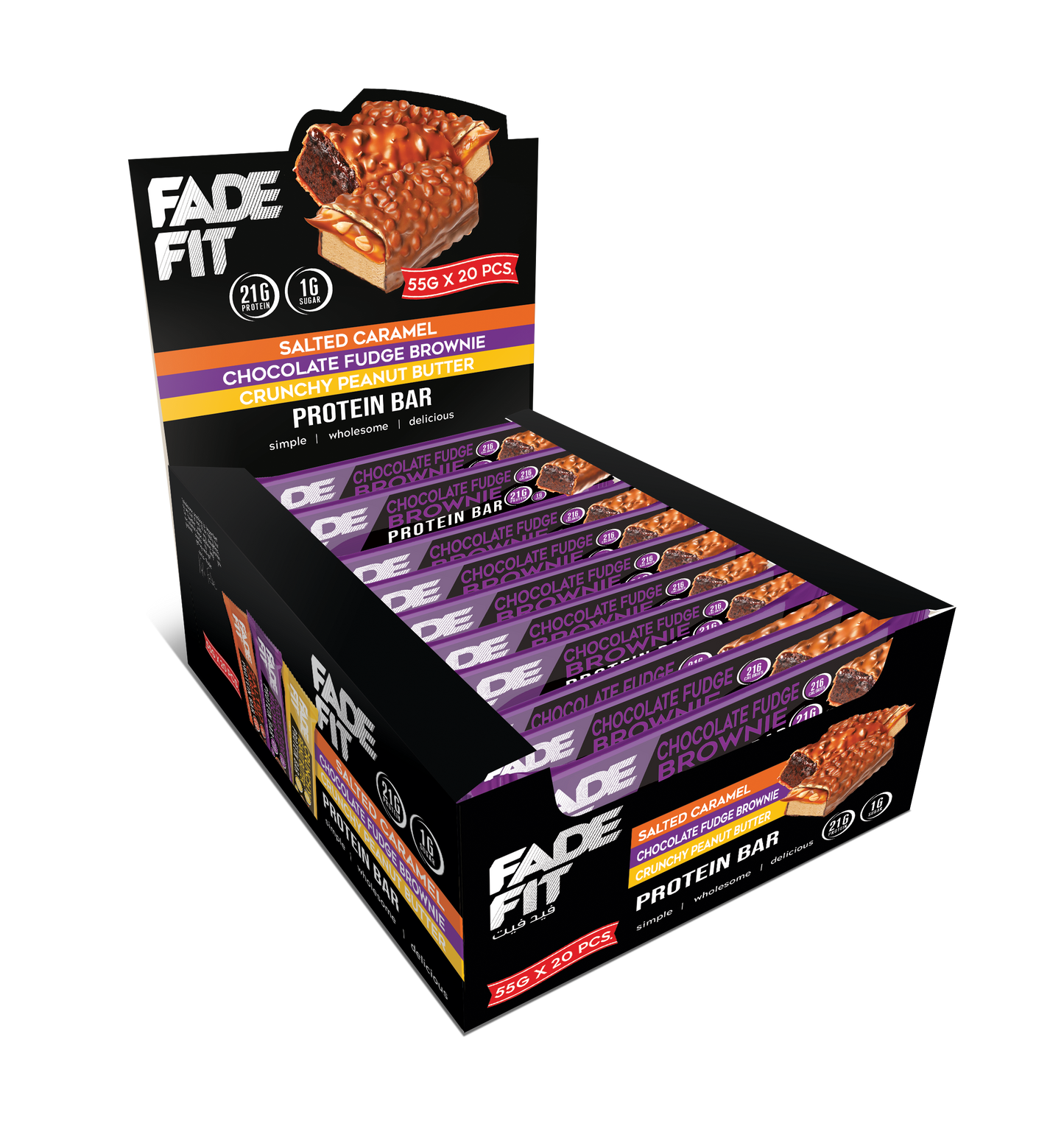 Fade Fit - Chocolate Fudge Brownie Protein Bar (20 X 55g)  Box