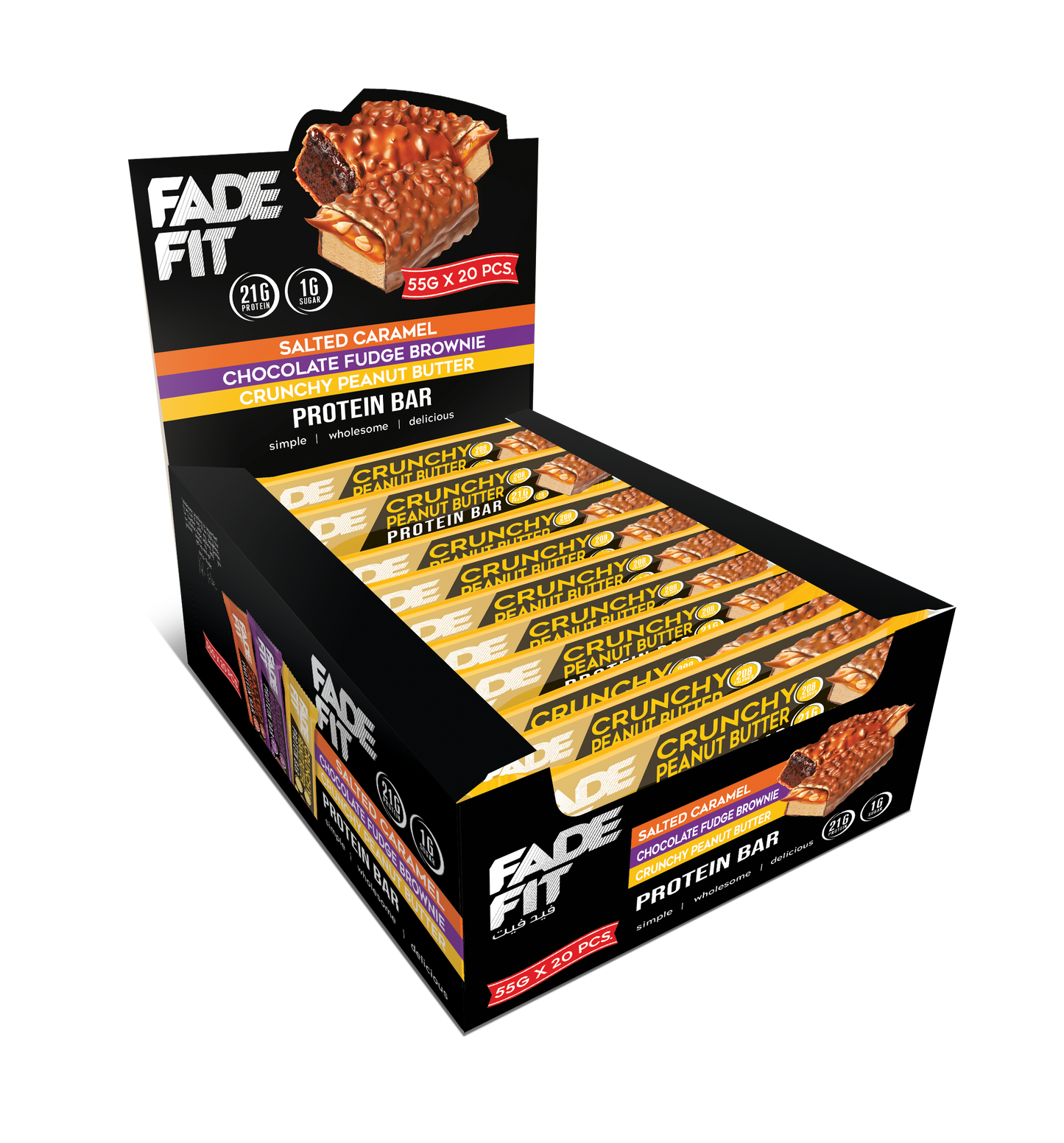 Fade Fit - Crunchy Peanut Butter Protein Bar (20 X 55g) Box