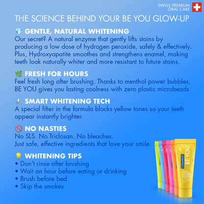 Curaprox Be you Six-Taste-Pack, mixed colors: 6x 10ml toothpastes with 1 toothbrush
