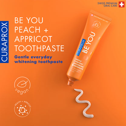 Curaprox Be you single pack, peach + apricot toothpaste, orange, 60ml