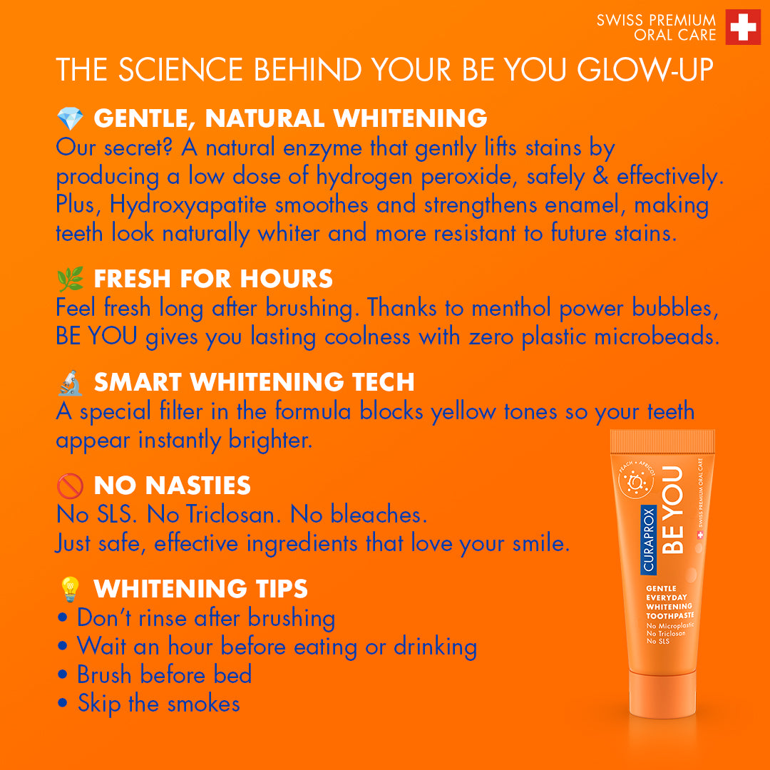 Curaprox Be you single pack, peach + apricot toothpaste, orange, 60ml