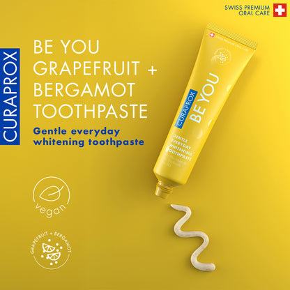Curaprox Be you single pack, grapefruit + bergamot toothpaste, yellow, 60ml