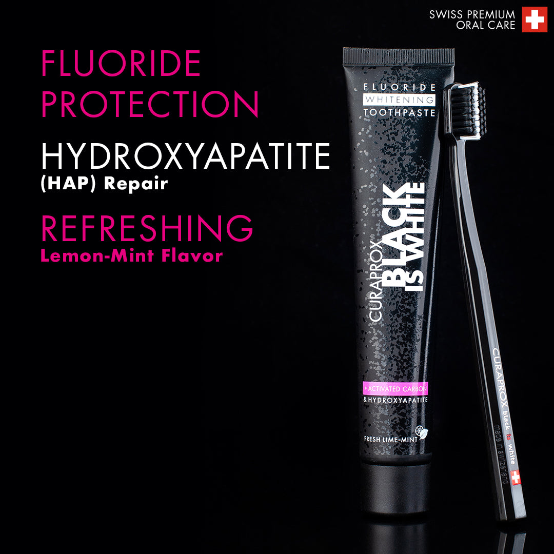 Curaprox Black is white set: toothpaste 90ml + black toothbrush