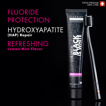 Curaprox Black is white set: toothpaste 90ml + black toothbrush