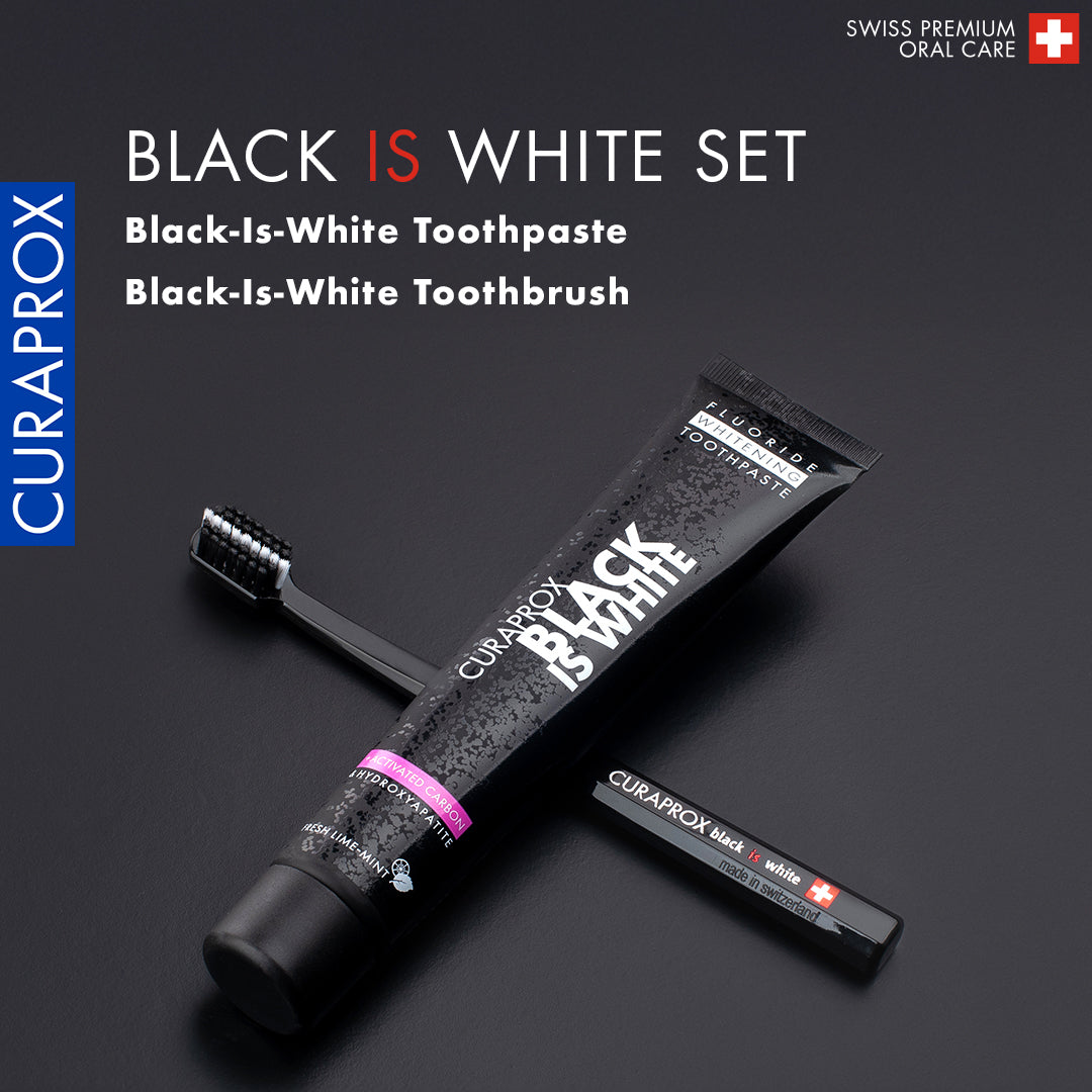 Curaprox Black is white set: toothpaste 90ml + black toothbrush