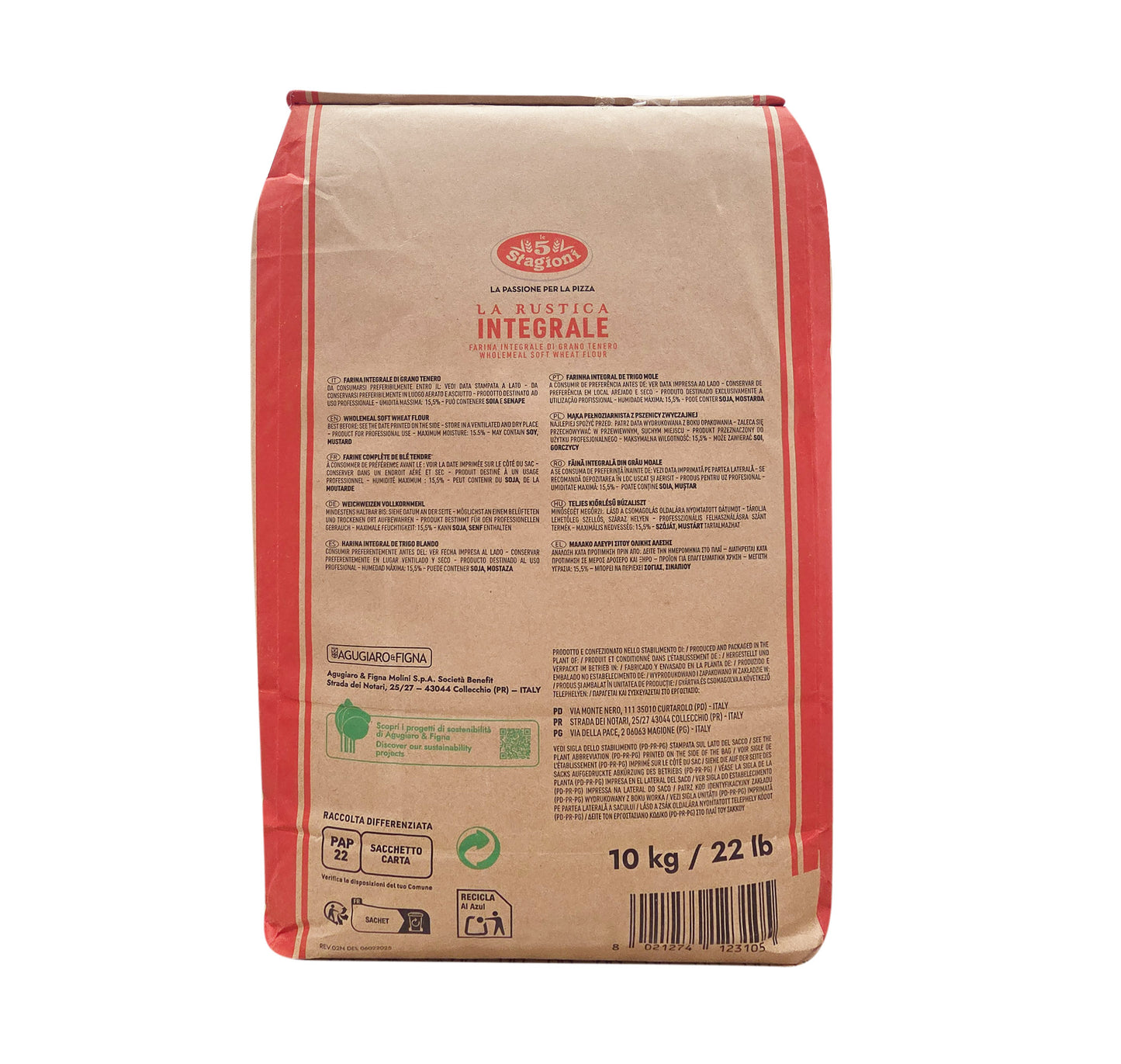 Le 5 Stagioni Farina Intergrale Soft Wheat Flour 10kg