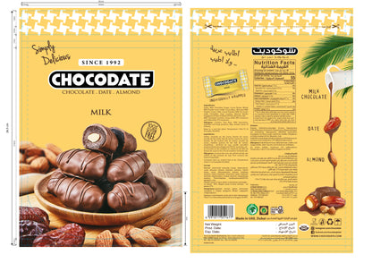 Chocodate Milk | Exquisite Bite Sized Delicacy | Handmade Treat - Rich Silky Chocolate - Velvety Arabian Date - Golden Roasted Almond - Perfect Snacking - 250Gm
