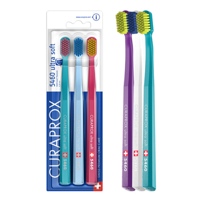 Curaprox CS 5460 Ultra Soft Toothbrushes, Blister 3 Pieces Assorted Colors.