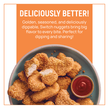 Switch Vegan Chicken Nuggets 240g, 100% Plant-Based, GMO-Free, Cholesterol-Free, Soy-Free, Gluten-Free Halal (Frozen)12 pcs