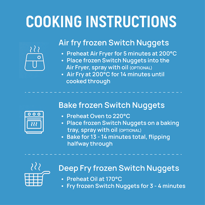 Switch Vegan Chicken Nuggets 240g, 100% Plant-Based, GMO-Free, Cholesterol-Free, Soy-Free, Gluten-Free Halal (Frozen)12 pcs
