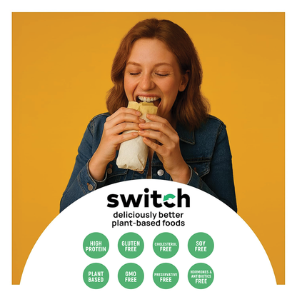 Switch Vegan Chicken Shawarma 250g, 100% Plant-Based, GMO-Free, Cholesterol-Free, Soy-Free, Gluten-Free Halal (Frozen)
