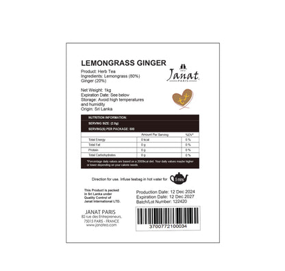 Janat Professional Series Lemon Grass & Ginger Tea 1kg