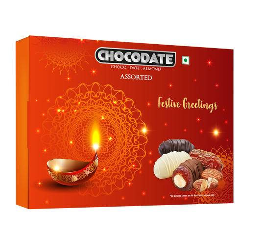 Arabian Delights Assorted Chocodate, Stuffed w/ Golden Roasted Almonds ,Dates| Snacks & Sweets 140g Pouch