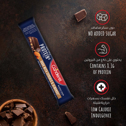 Canderel Dark Chocolate with Whey Protein, Cereals & Almonds, 0% Added Sugar, 27g