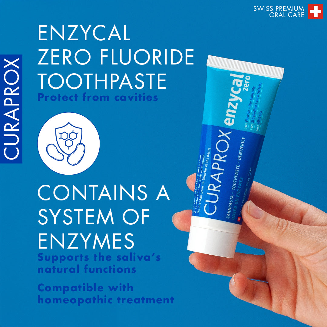 CURAPROX Enzycal Zero Toothpaste 75ml – Fluoride-Free Enzyme Toothpaste for Gentle Daily Oral Care