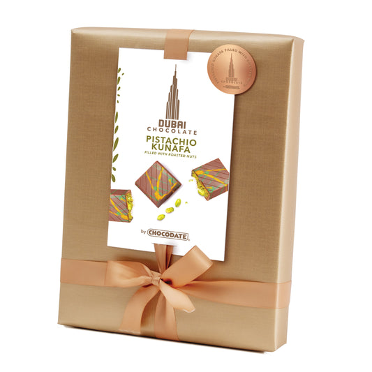 Chocodate Dubai Chocolate Pistachio Kunafa Filled with Roastd Nuts 180gm Gift Box