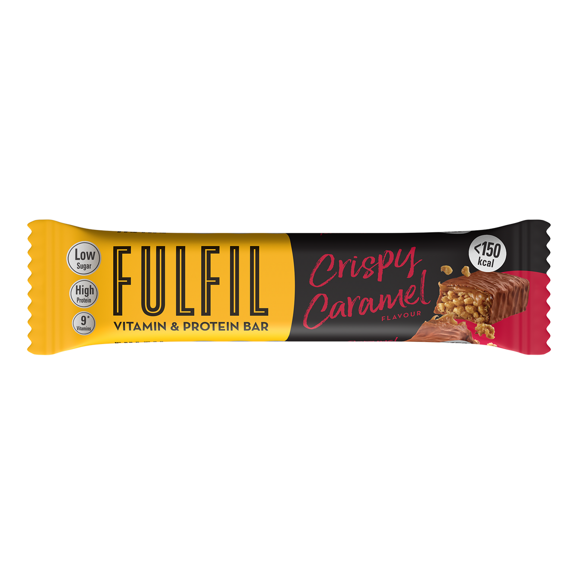 Fulfil Crispy Caramel Flavour - Vitamin & Protein Bar, Low Sugar, High Protein, 150 Calories With 9 Vitamins, 37gm