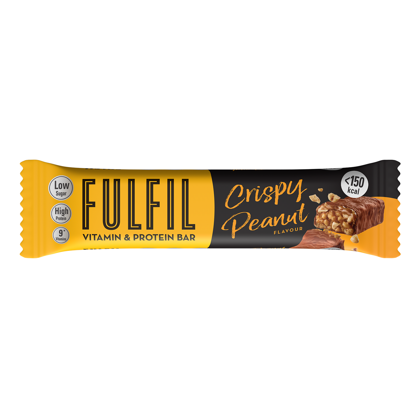 Fulfil Crispy Peanut Flavour - Vitamin & Protein Bar,Low Sugar, High Protein, 150 Calories With 9 Vitamins, 37gm X 18 Bars (BOX)