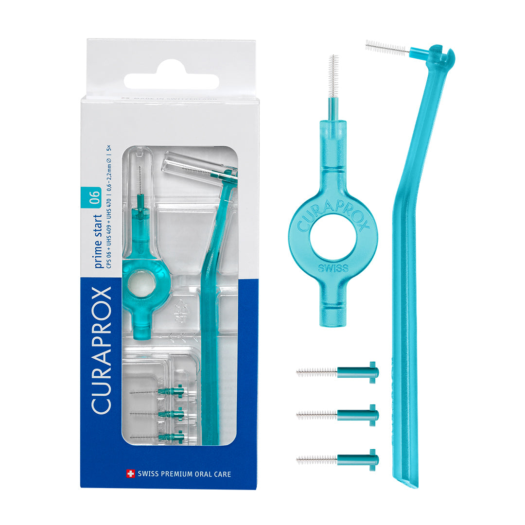 Curaprox CPS 06 prime start: 5 CPS 06 + UHS 409 and UHS 470 turquoise holders + caps, international
