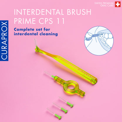 Curaprox CPS 011 prime start: 5 CPS 011 + UHS 409 and UHS 470 lime green holders + caps, international