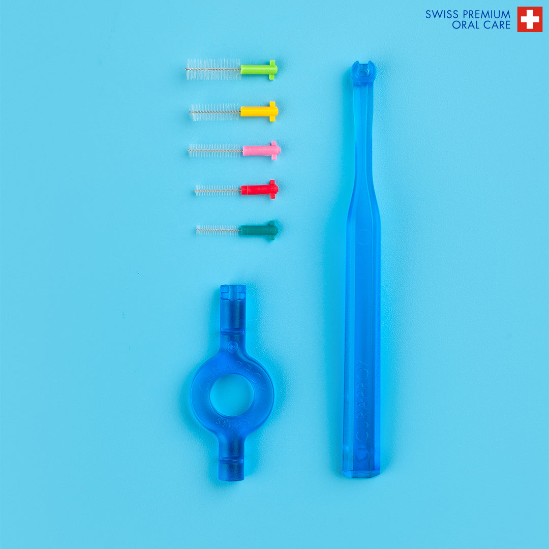 Curaprox CPS prime start mixed pack with CPS 06 - 011 + UHS 409 and UHS 470 blue holders + caps, INT