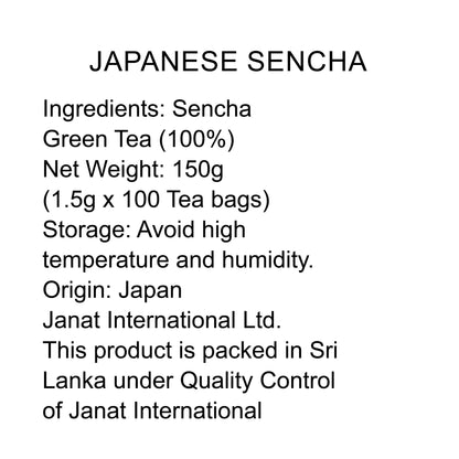 Janat Professional Series Ziplock Japanese Sencha 100 Tea Bags