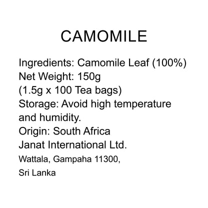 Janat Professional Series Ziplock Camomile 100 Tea Bags