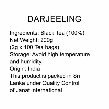 Janat Professional Series Ziplock Darjeeling 100 Tea Bags