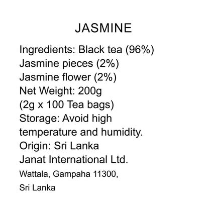 Janat Professional Series Ziplock Lucky Jasmine 100 Tea Bags