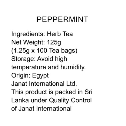 Janat Professional Series Ziplock Peppermint 100 Tea Bags – Click Cuisine