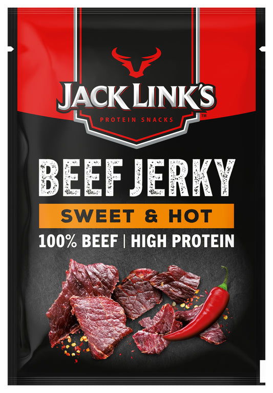 Jack Link’S Beef Jerky Sweet & Hot– High Protein Meat Snack – Dried Halal Beef- 1X60Gr