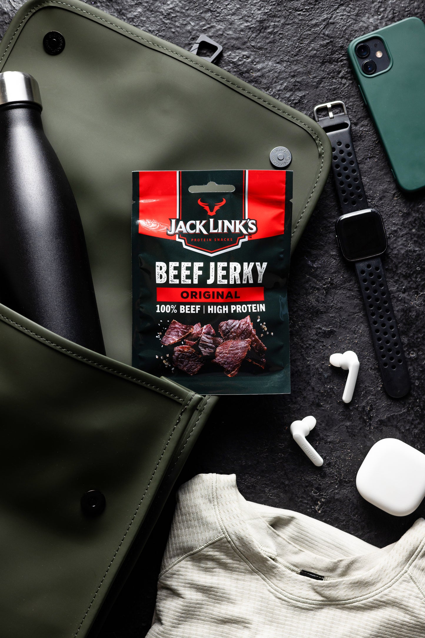 Jack Link’S Beef Jerky Original – High Protein Meat Snack – Dried Halal Beef- 1X60Gr