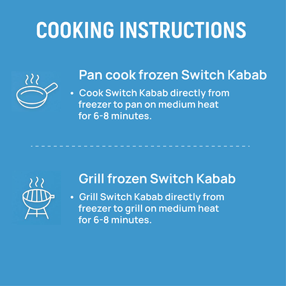 Switch Vegan Kabab 720g,100% Plant-Based, GMO-Free, Cholesterol-Free, Soy-Free, Gluten-Free Halal (12 Skewers) (Frozen)