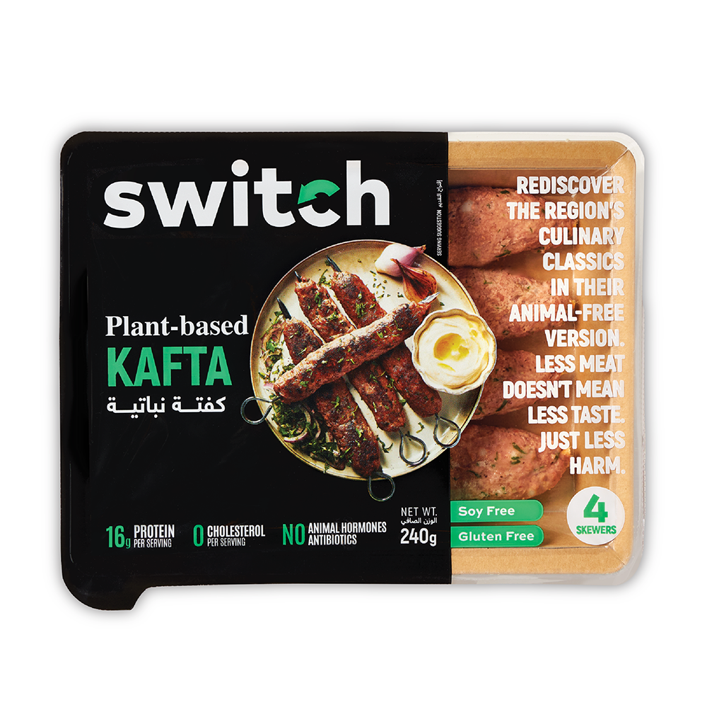 Switch Vegan Kafta 240g, 100% Plant-Based, GMO-Free, Cholesterol-Free, Soy-Free, Gluten-Free Halal (4 Skewers) (Frozen)