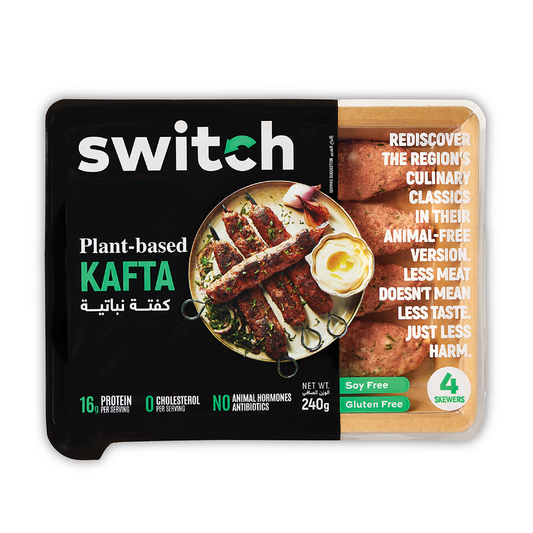 Switch Vegan Kafta 240g, 100% Plant-Based, GMO-Free, Cholesterol-Free, Soy-Free, Gluten-Free Halal (4 Skewers) (Frozen)