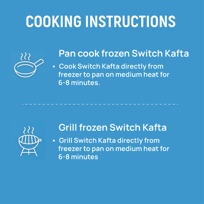 Switch Vegan Kafta 240g, 100% Plant-Based, GMO-Free, Cholesterol-Free, Soy-Free, Gluten-Free Halal (4 Skewers) (Frozen)