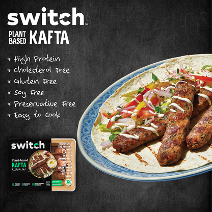 Switch Vegan Kafta 720g, 100% Plant-Based, GMO-Free, Cholesterol-Free, Soy-Free, Gluten-Free Halal (12 Skewers) (Frozen)
